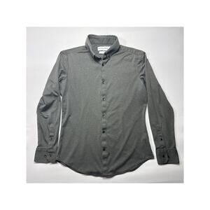 Mizzen+Main Men's Long Sleeve Gray Stretch Button Up Dress Shirt - L Trim Fit